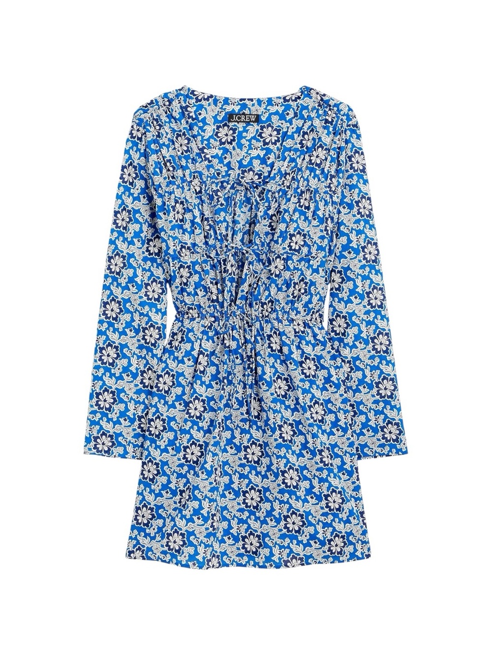 J. Crew Tie Front Beach Dress Women XXS Bright Azurite Floral CA468